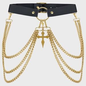 Killstar Gold and Black Chain Belt
